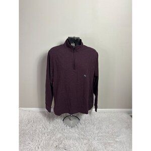 Van Heusen Mens Burgundy Quarter-Zip Pullover Long Sleeve Shirt Size M